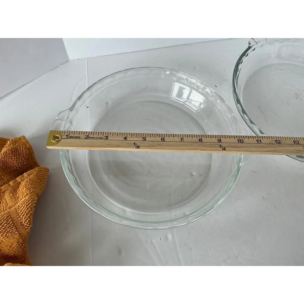 Pyrex Vintage Glass Pie Plate Set 2 Fluted Rim 9 Inch Clear Round Baking‎ Dish